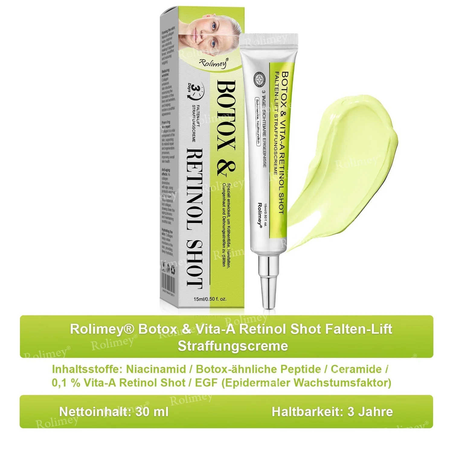 Jetzt jugendliche Haut zurückgewinnen 🍀Rolimey® Botox & Vita-A Retinol Shot Falten-Lift Straffungscreme - Image 18