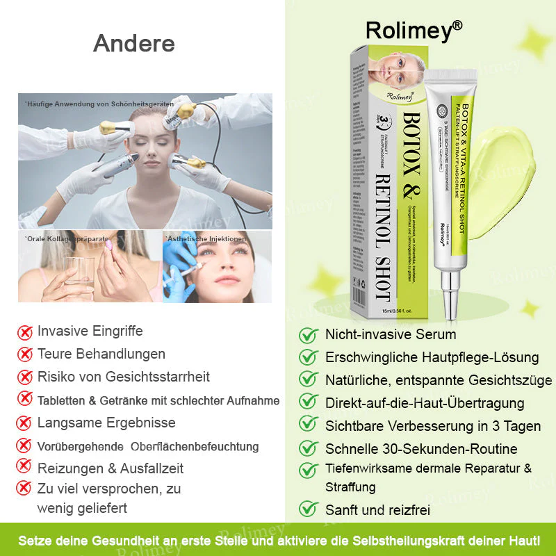 Jetzt jugendliche Haut zurückgewinnen 🍀Rolimey® Botox & Vita-A Retinol Shot Falten-Lift Straffungscreme - Image 2