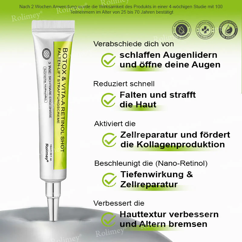 Jetzt jugendliche Haut zurückgewinnen 🍀Rolimey® Botox & Vita-A Retinol Shot Falten-Lift Straffungscreme - Image 4